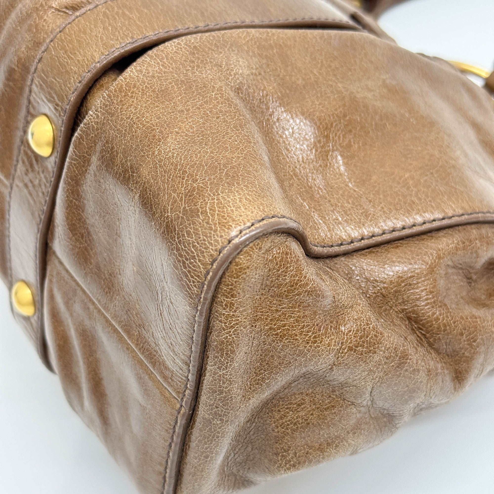 Vitello Brown Leather Two-Way Bag