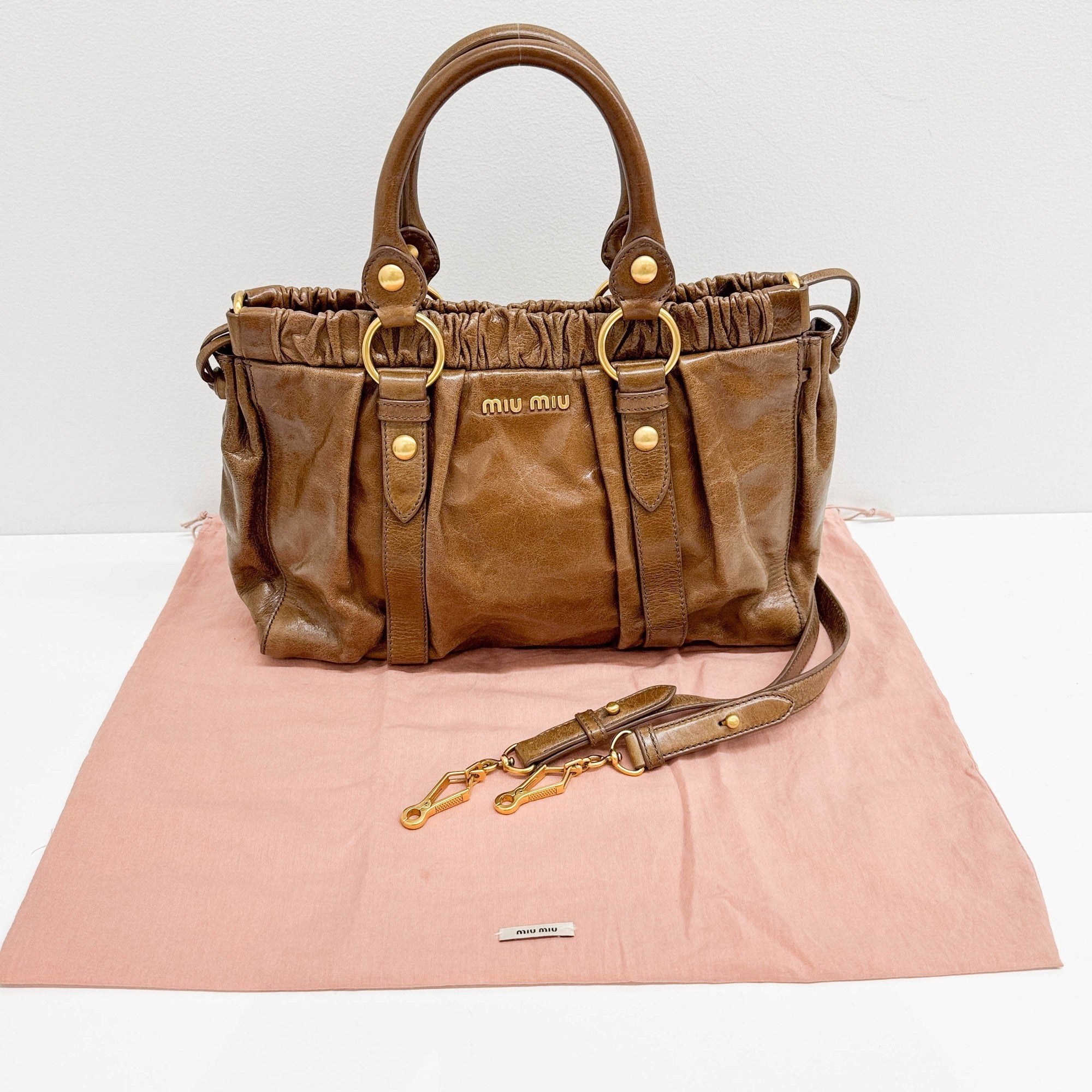 Vitello Brown Leather Two-Way Bag
