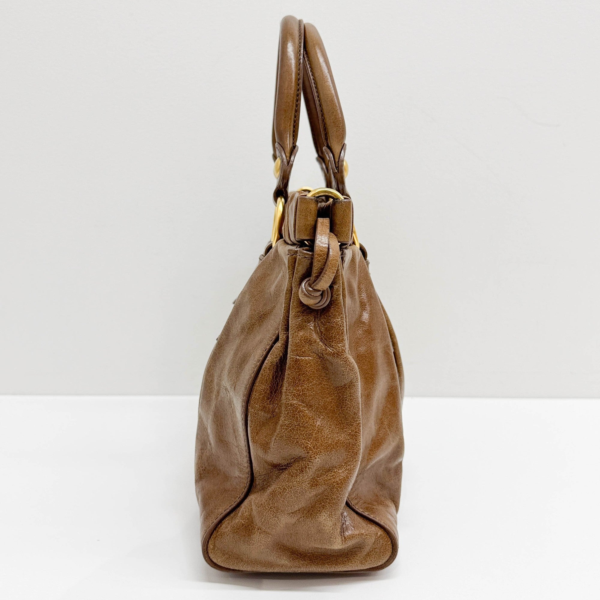 Vitello Brown Leather Two-Way Bag