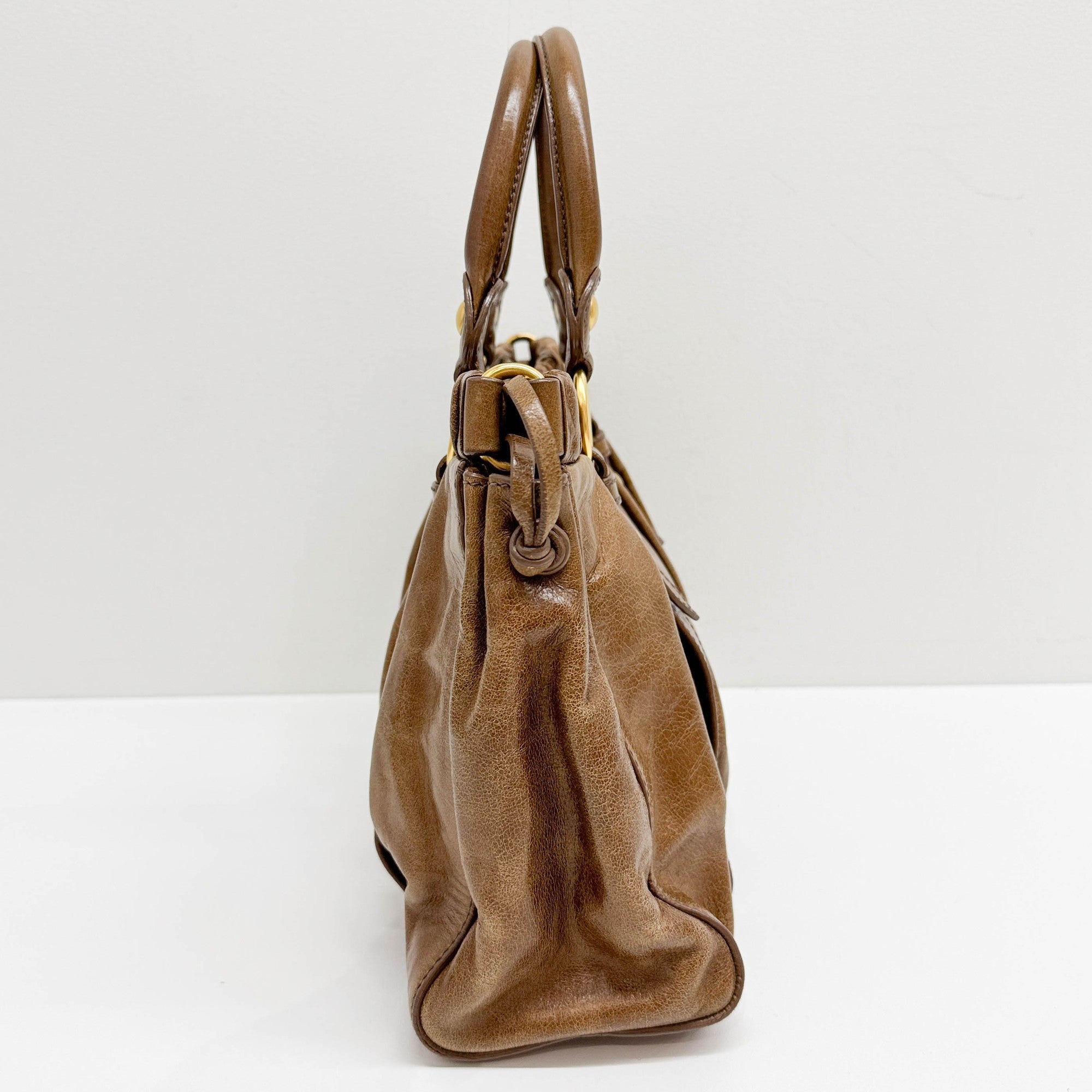 Vitello Brown Leather Two-Way Bag