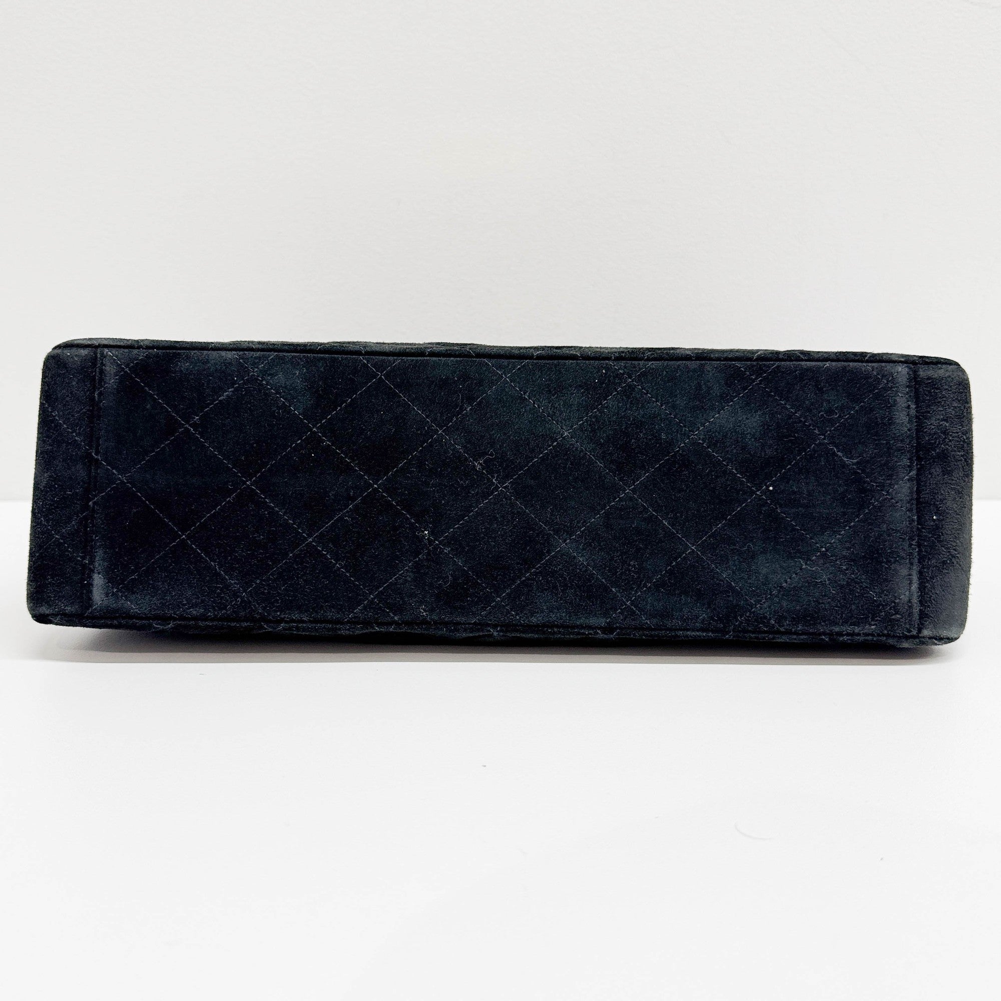 Maxi Classic Flap Matelasse Black Suede Shoulder Bag