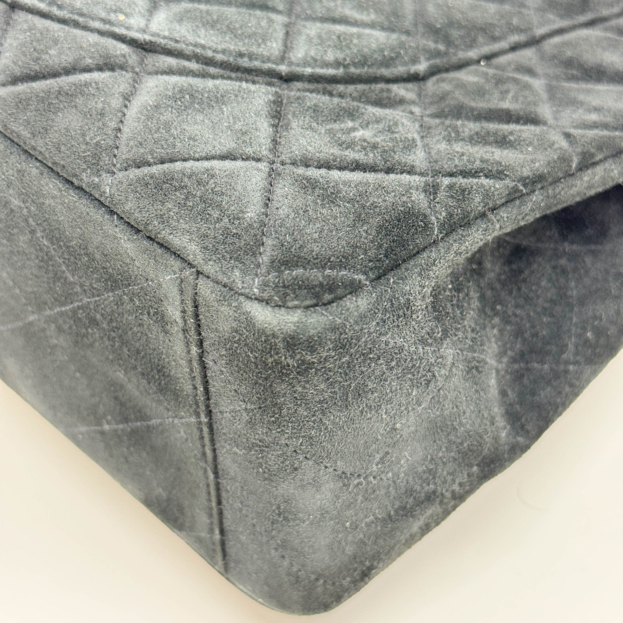 Maxi Classic Flap Matelasse Black Suede Shoulder Bag