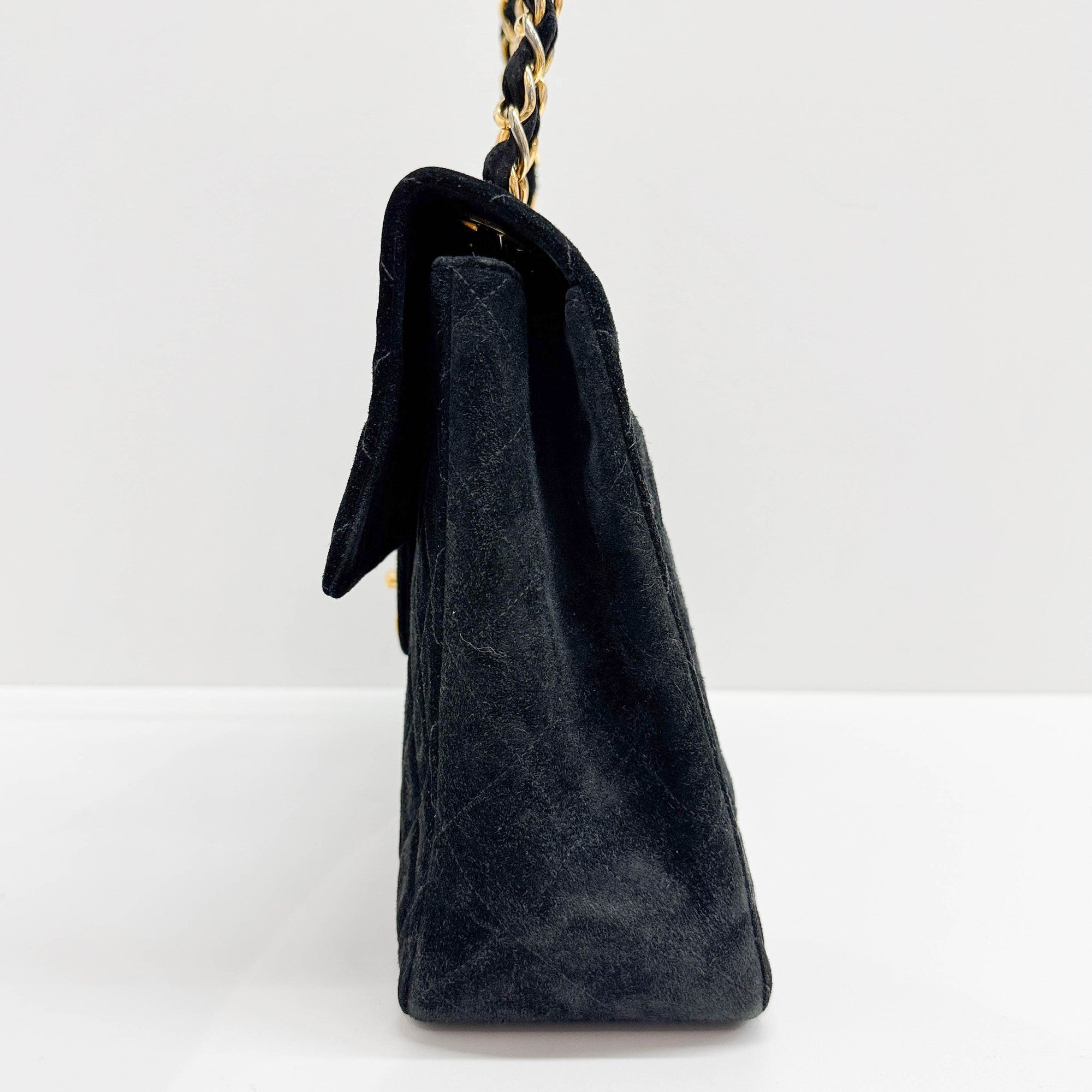Maxi Classic Flap Matelasse Black Suede Shoulder Bag