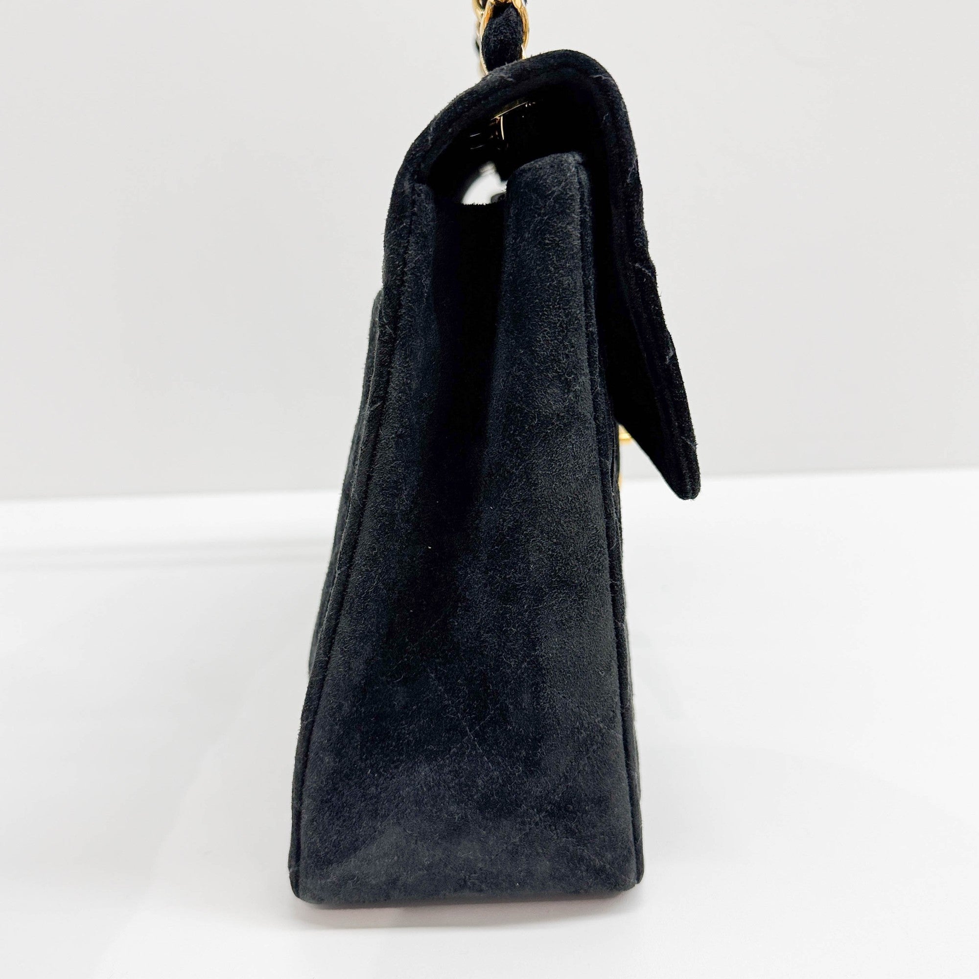 Maxi Classic Flap Matelasse Black Suede Shoulder Bag