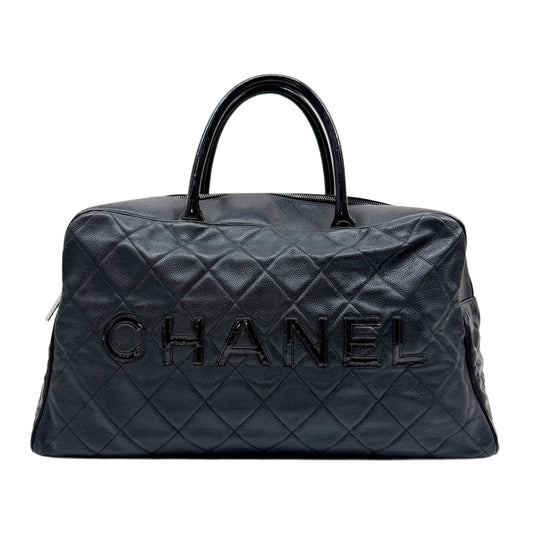 Boston/Bowling Black Grain Calf Skin Leather Hand Bag