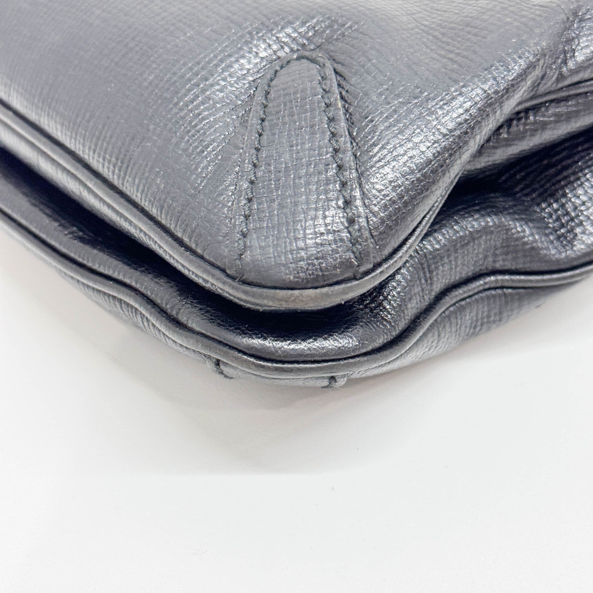 Horsebit Black Leather Shoulder Bag