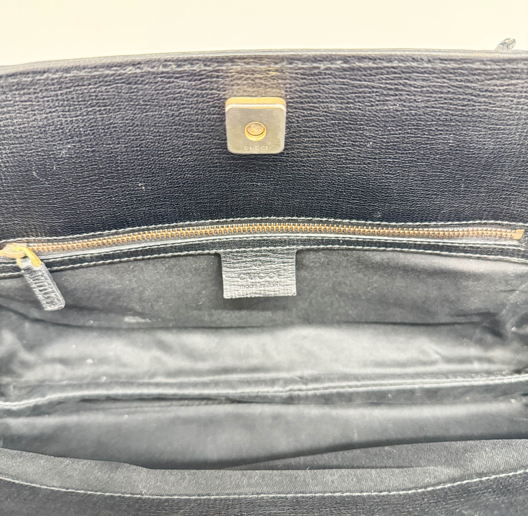 Horsebit Black Leather Shoulder Bag