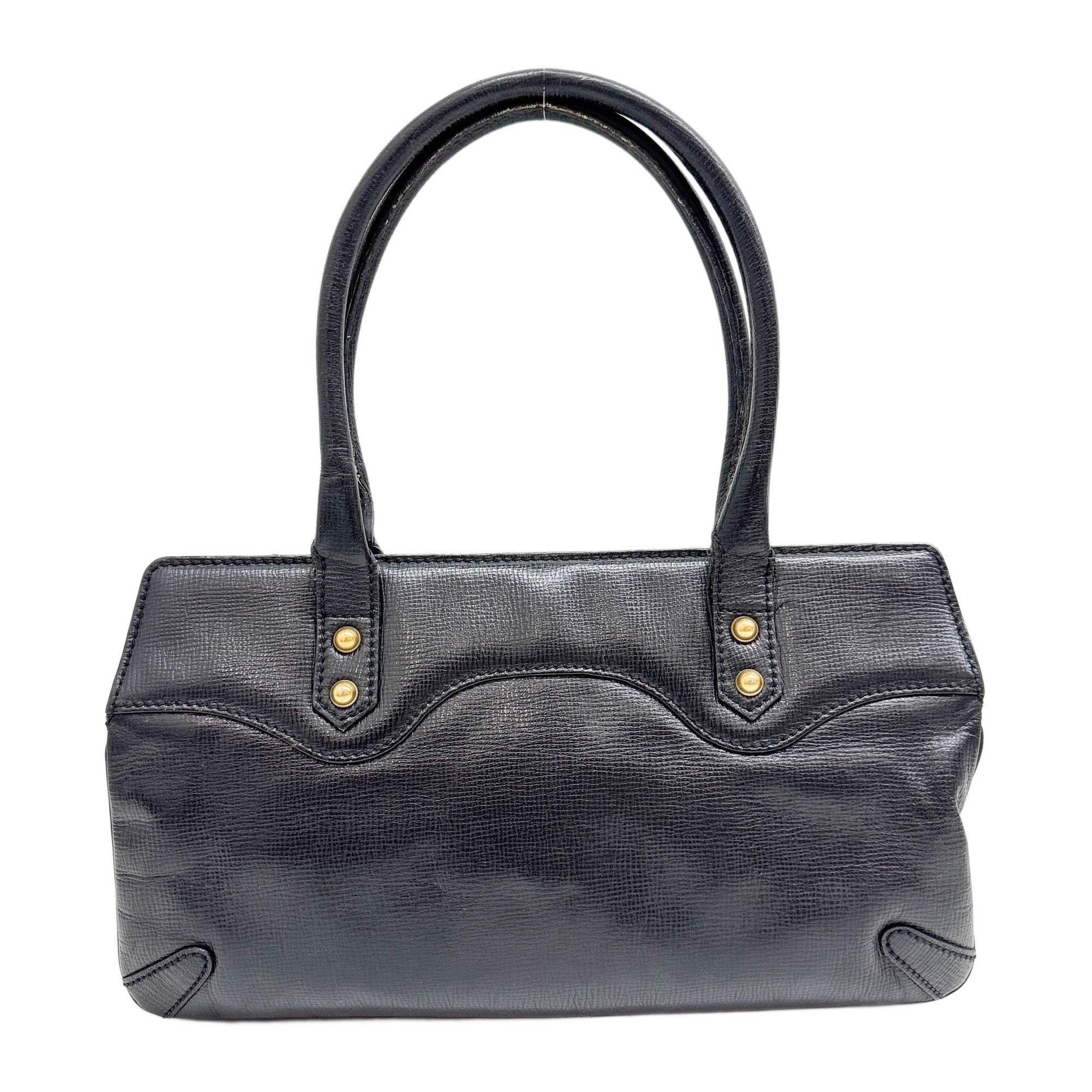 Horsebit Black Leather Shoulder Bag