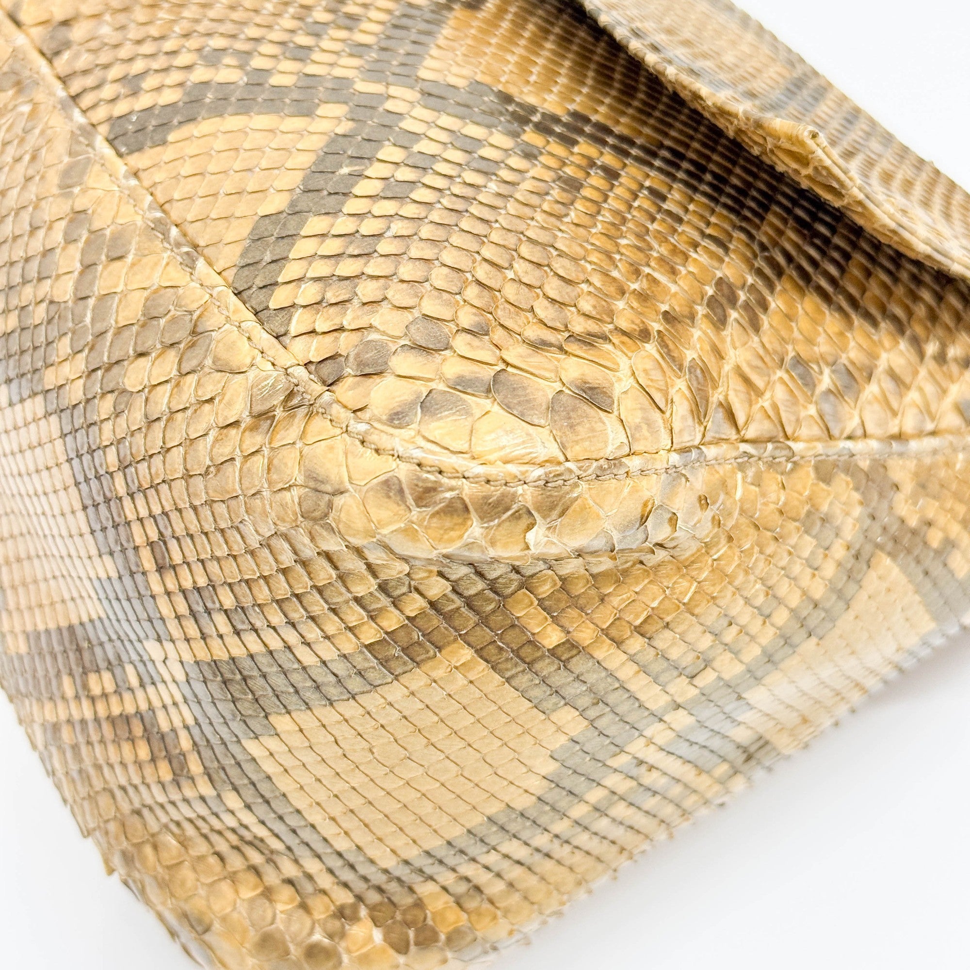 Mamma Baguette Gold Python Embossed Leather Shoulder Bag