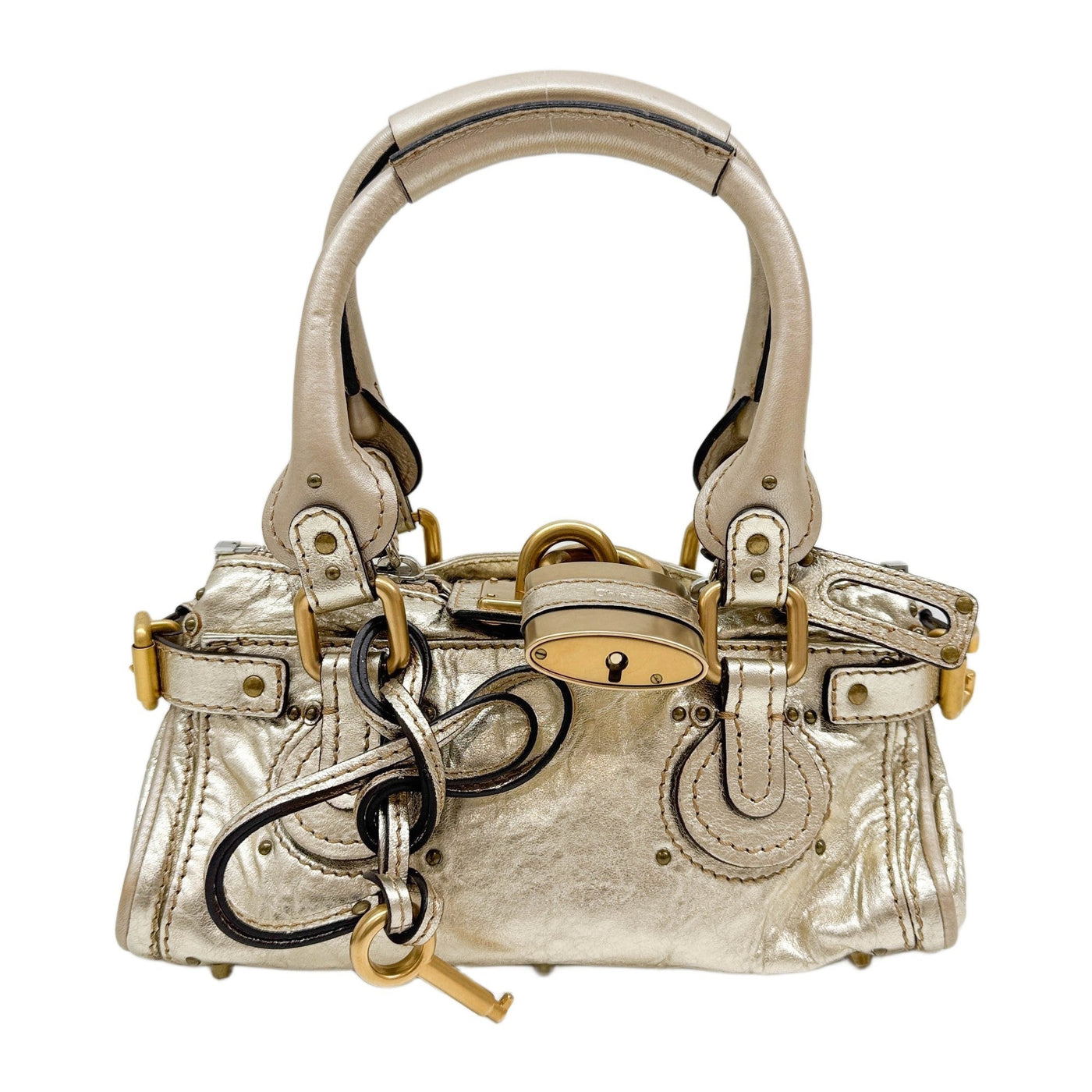 Mini Paddington Gold Leather Shoulder Bag