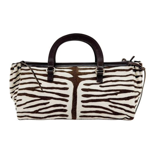 Zebra Print Brown Pony Hair Hand Bag