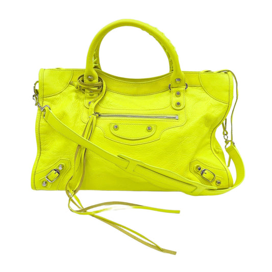 The City Neon Yellow Leather Two Way Bag