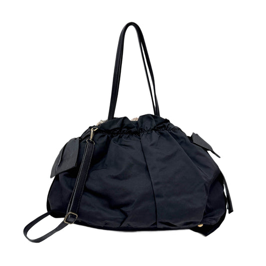 Multicolor Python Print on Black Nylon Two Way Bag