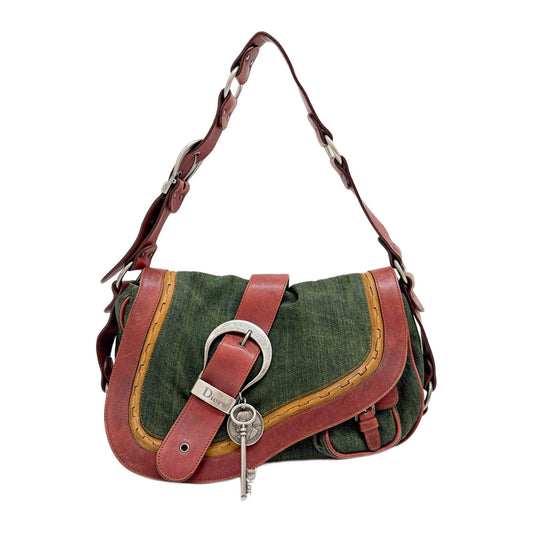 Gaucho Red Trim Green Denim Shoulder Bag