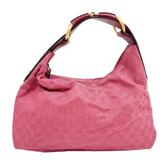 Horsebit Rose Pink GG Canvas Shoulder Bag
