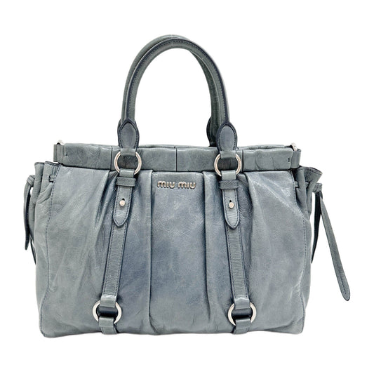 Vitello Blue Leather Two Way Bag