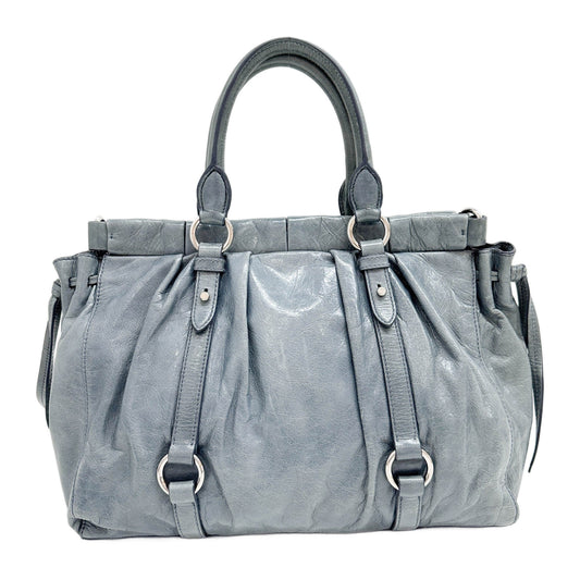 Vitello Blue Leather Two Way Bag