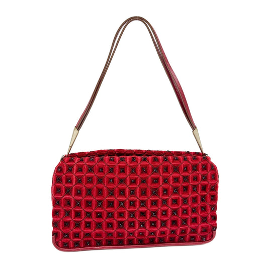 Vintage Red Beaded Cotton Shoulder Bag