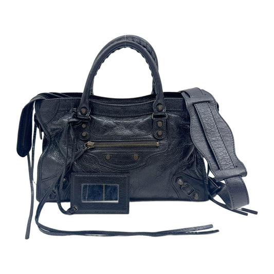 Mini City Black Leather Two Way Bag