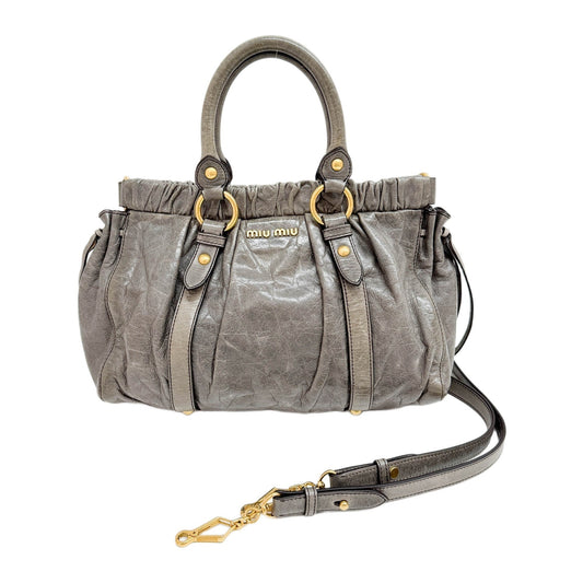 Vitello Gray Leather Two Way Bag