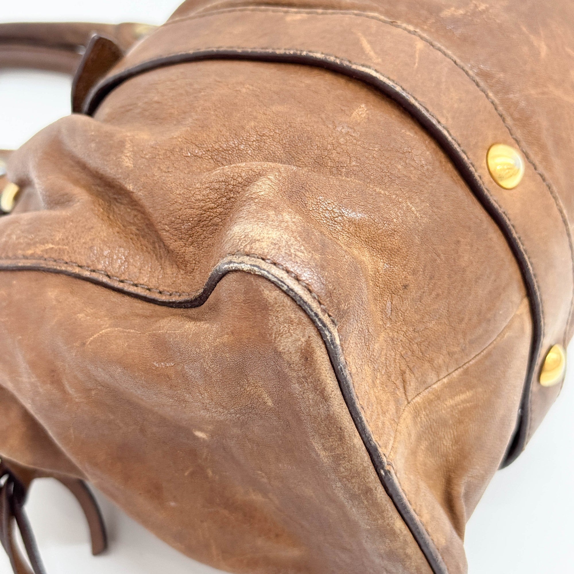 Vitello Brown Leather Two Way Bag