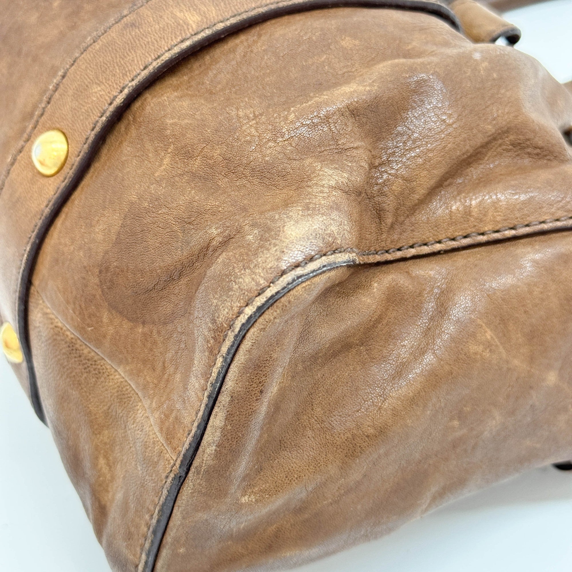 Vitello Brown Leather Two Way Bag