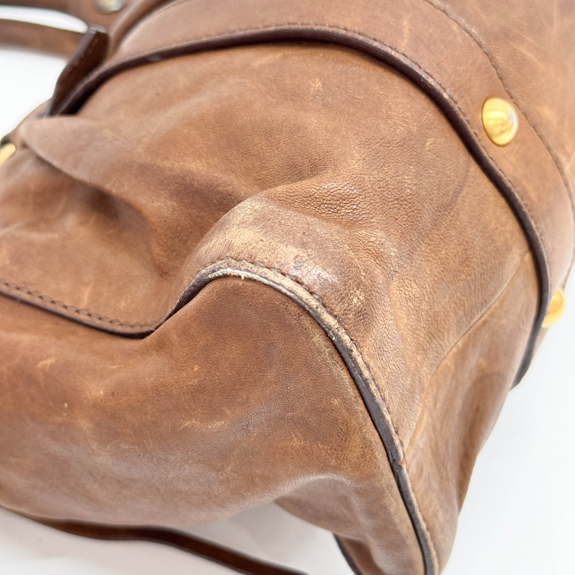Vitello Brown Leather Two Way Bag