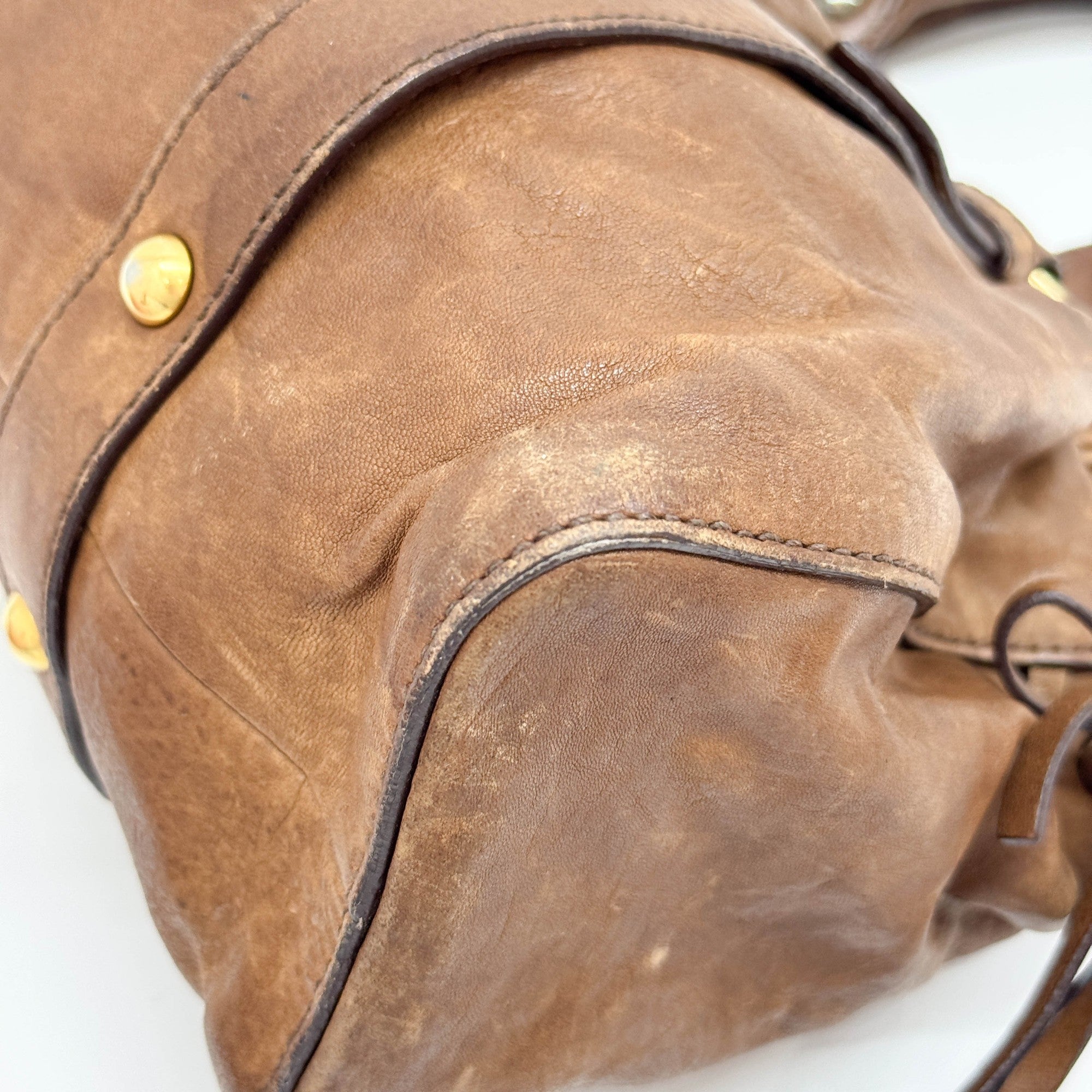 Vitello Brown Leather Two Way Bag