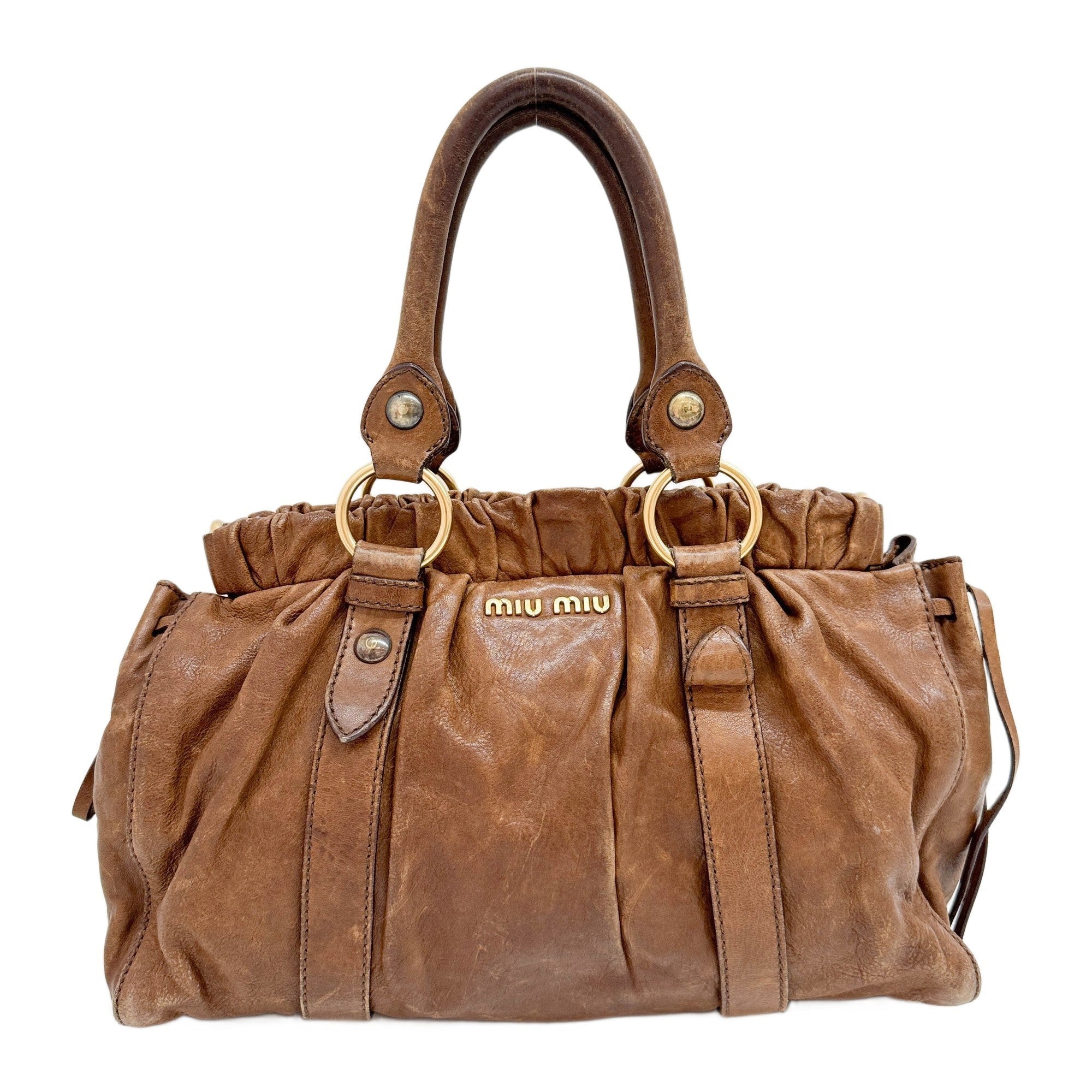 Vitello Brown Leather Two Way Bag