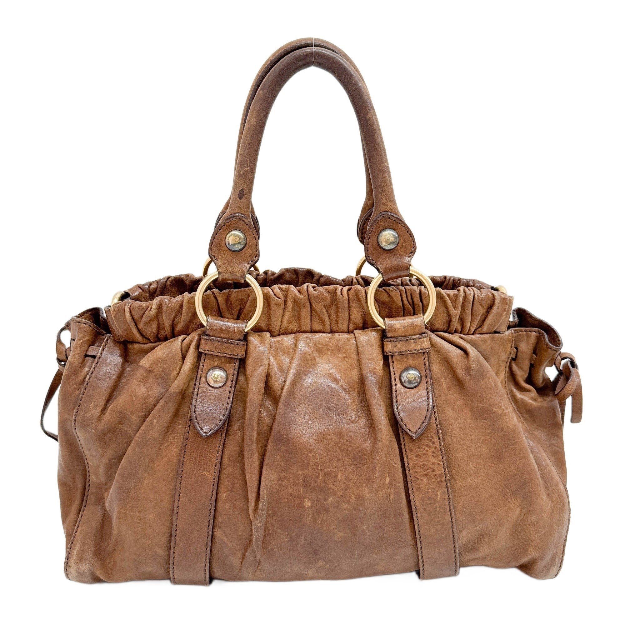 Vitello Brown Leather Two Way Bag