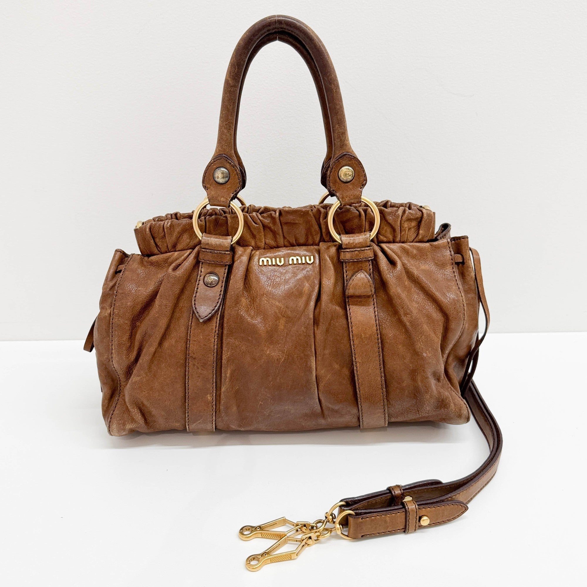 Vitello Brown Leather Two Way Bag