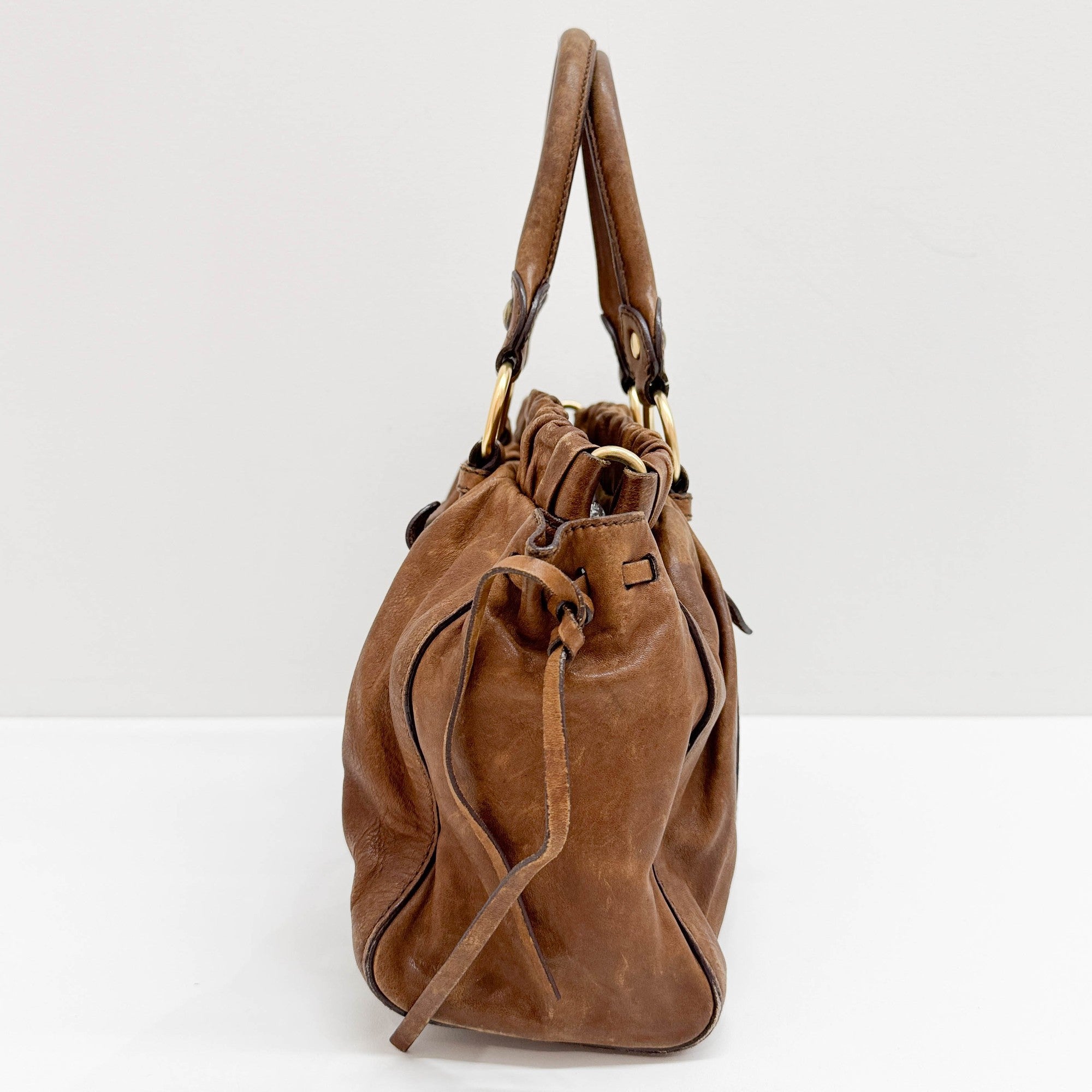 Vitello Brown Leather Two Way Bag