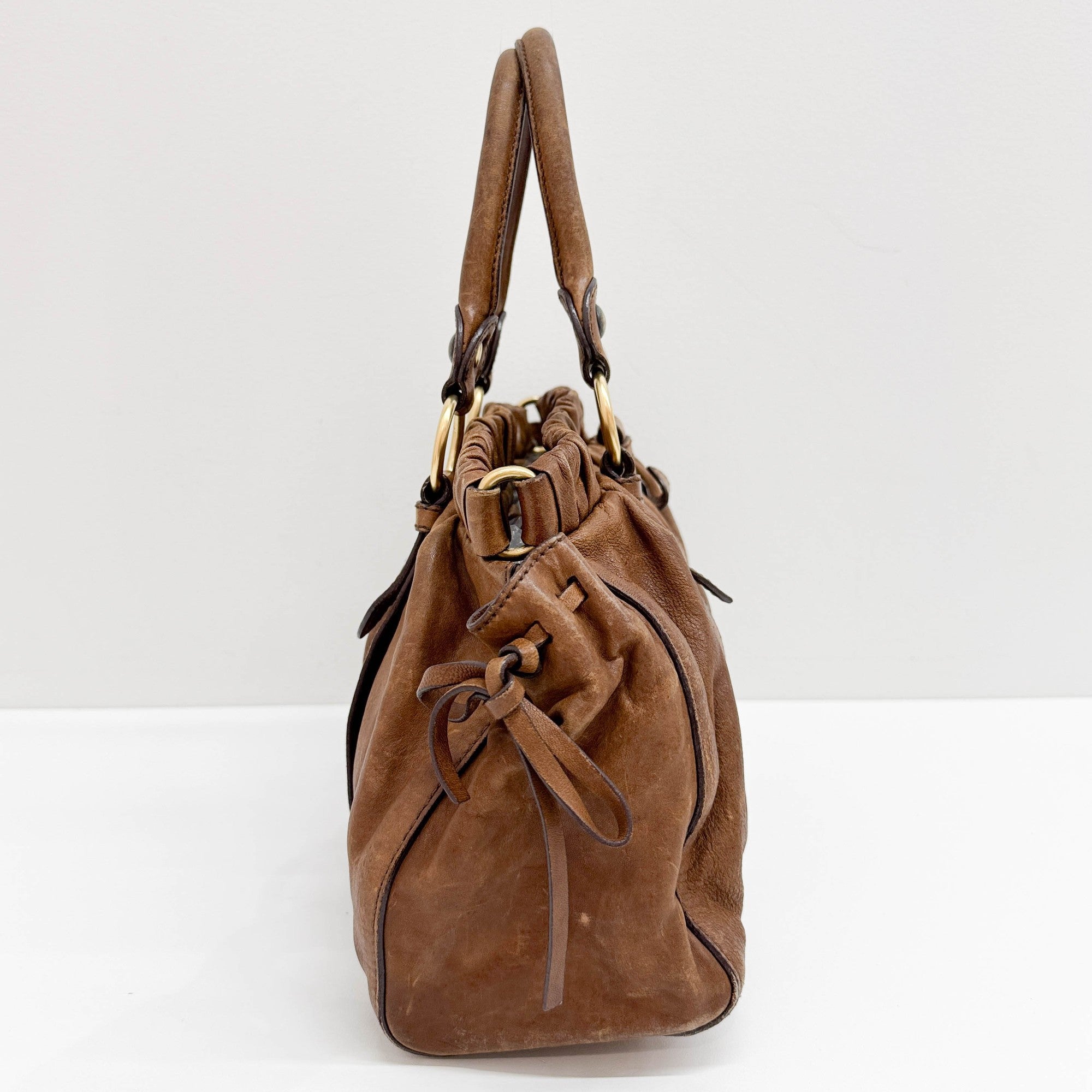 Vitello Brown Leather Two Way Bag