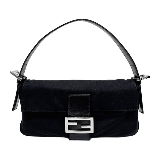 Baguette Black Neoprene Shoulder Bag