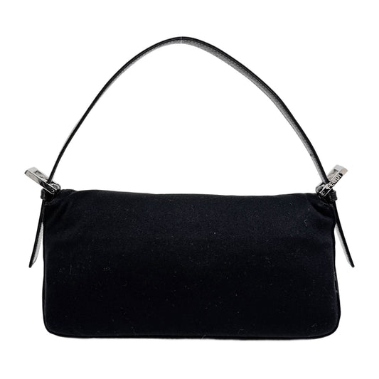 Baguette Black Neoprene Shoulder Bag