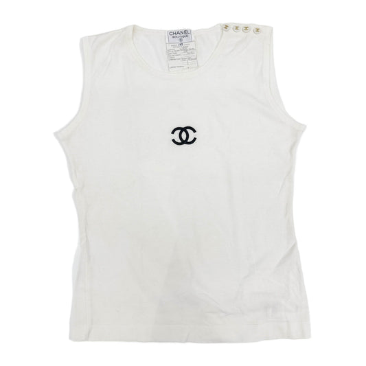 Size 42 Chanel Logo White Cotton Tank