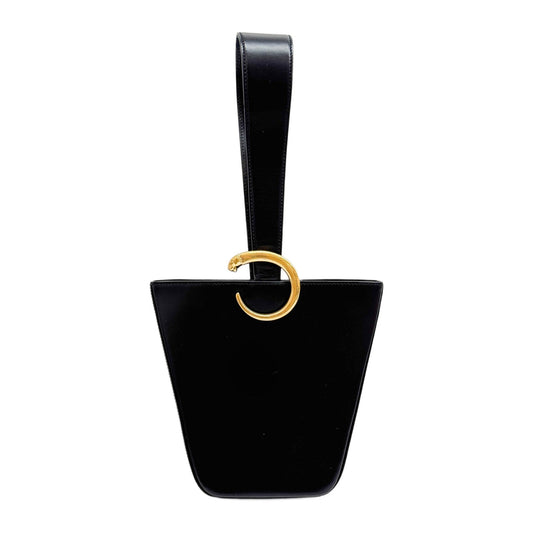 Panthere Black Leather Hand Bag