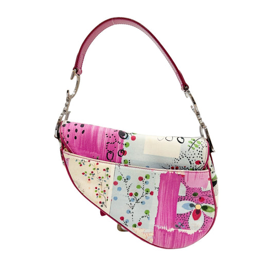 Saddle Rare John Galliano "Dior Filth" Multicolor Canvas Shoulder Bag