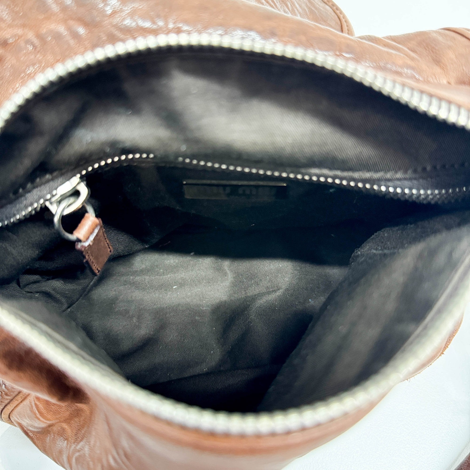 Rose Buckle Brown Leather Shoulder Bag