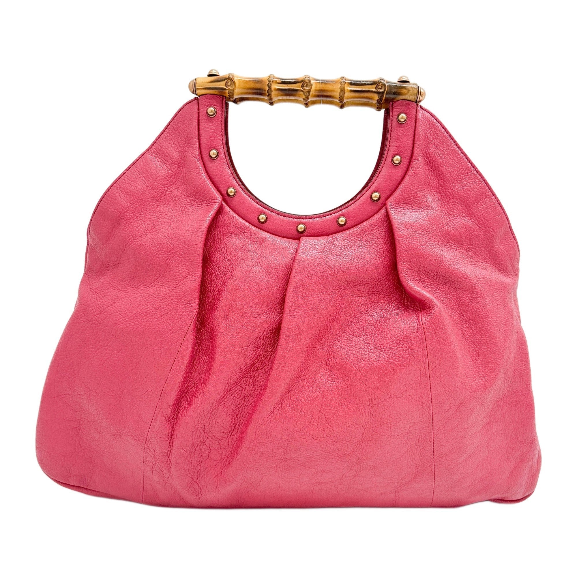 Bamboo Cerise Pink Leather Hand Bag