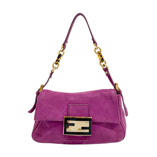 Mini Baguette Glittery Purple Leather Shoulder Bag
