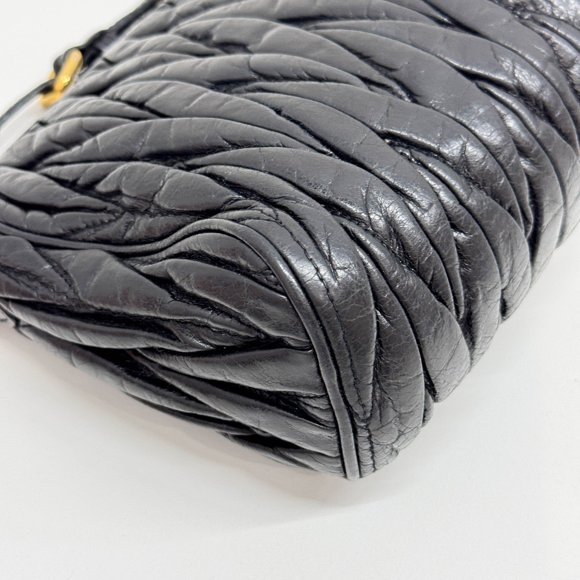 Matelasse Black Leather Shoulder Bag