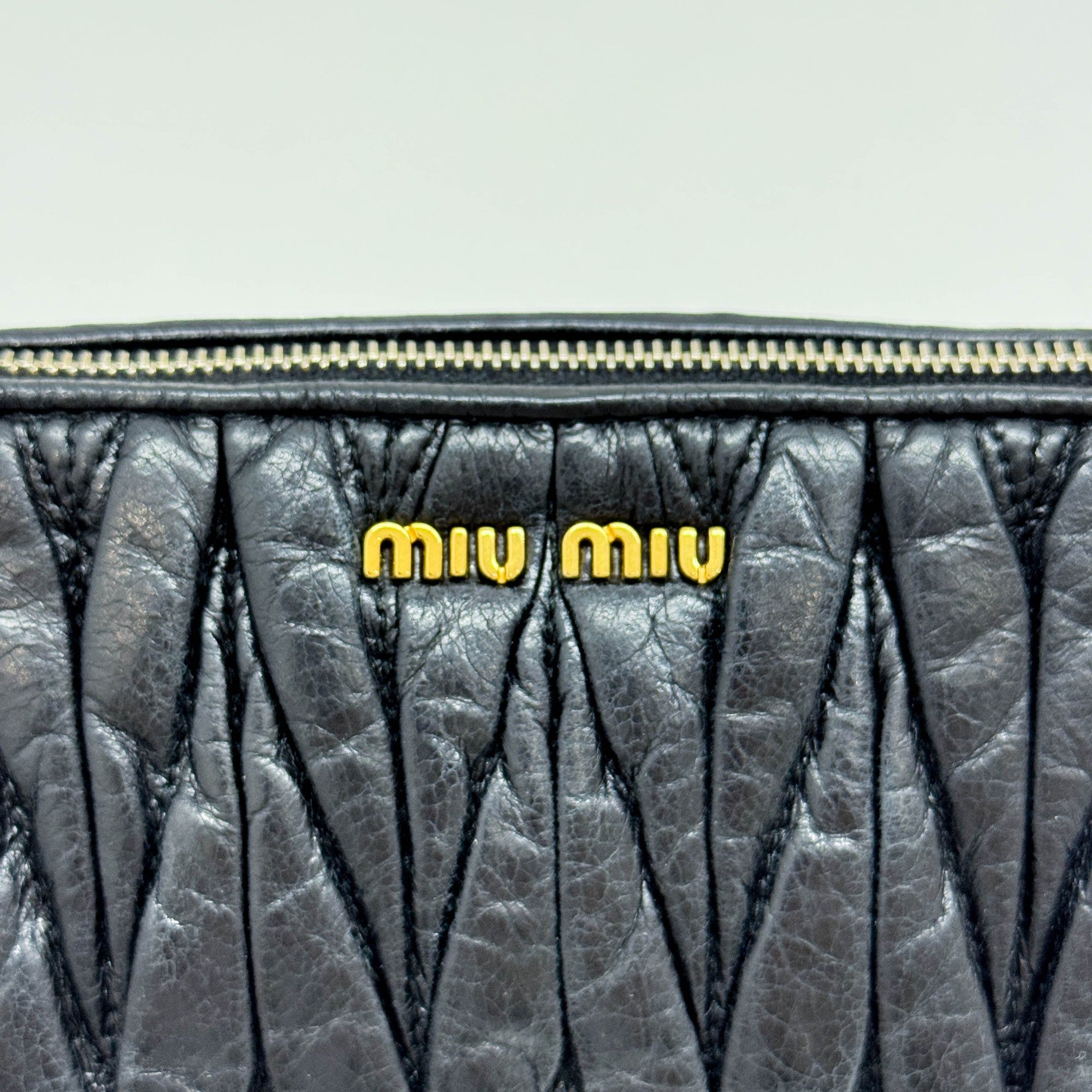 Matelasse Black Leather Shoulder Bag