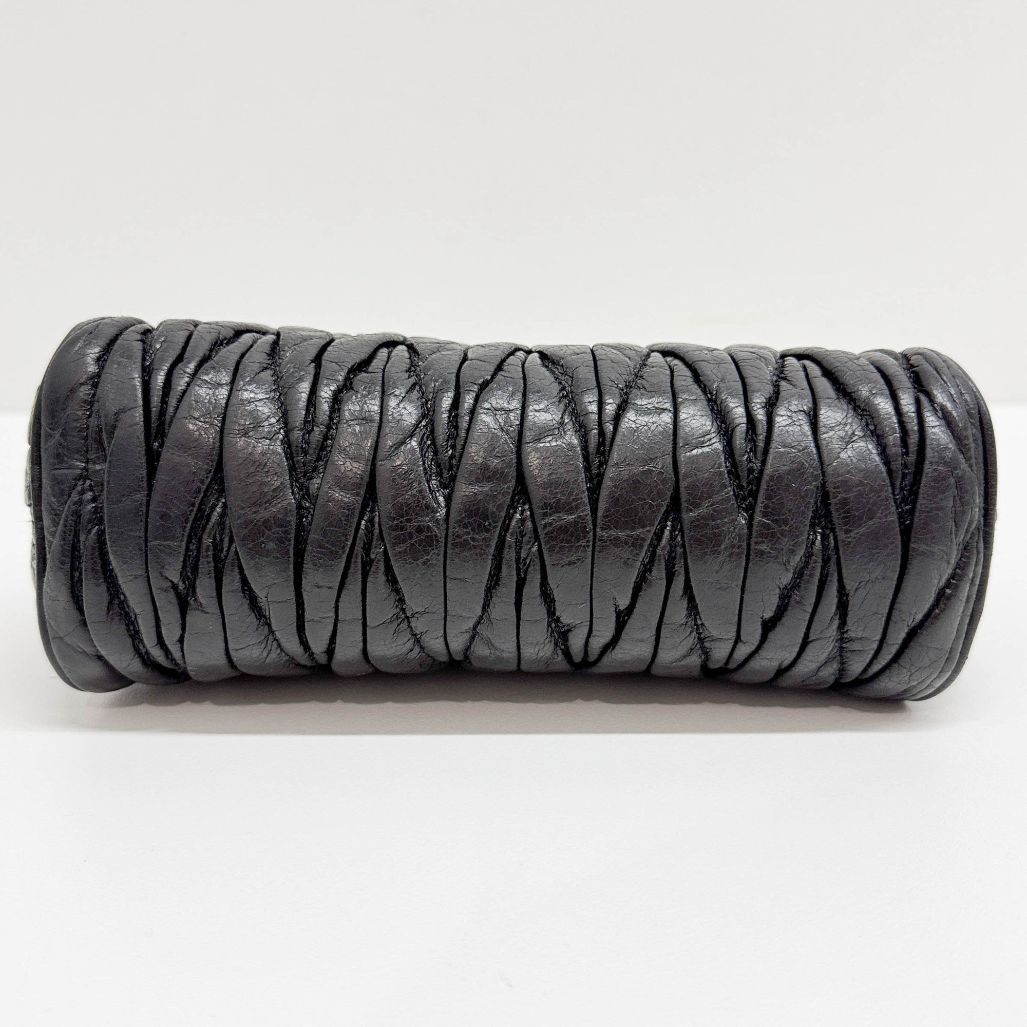 Matelasse Black Leather Shoulder Bag