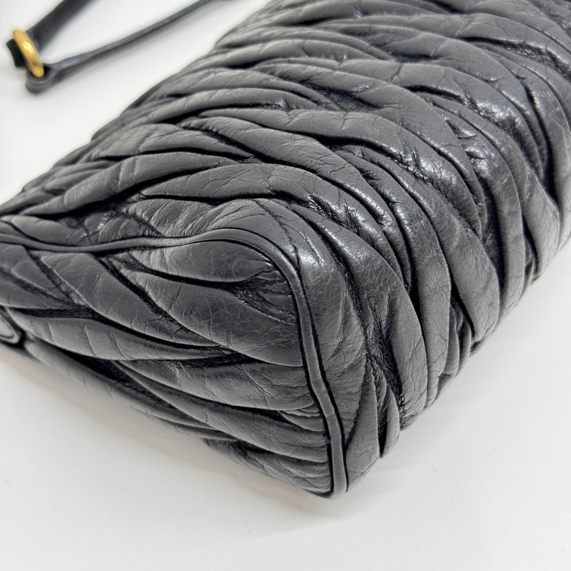 Matelasse Black Leather Shoulder Bag