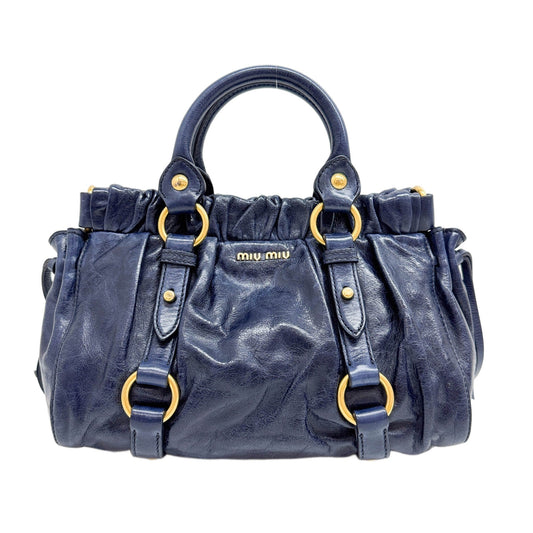 Mini Vitello Blue Leather Two Way Bag