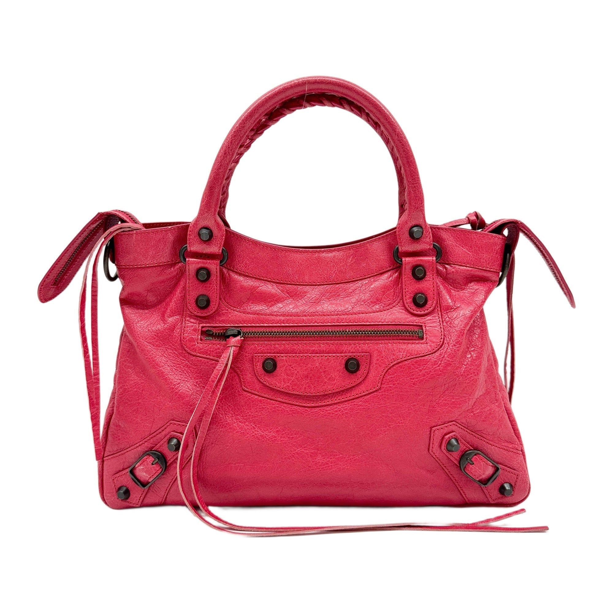 The Town Cerise Pink Leather Hand Bag