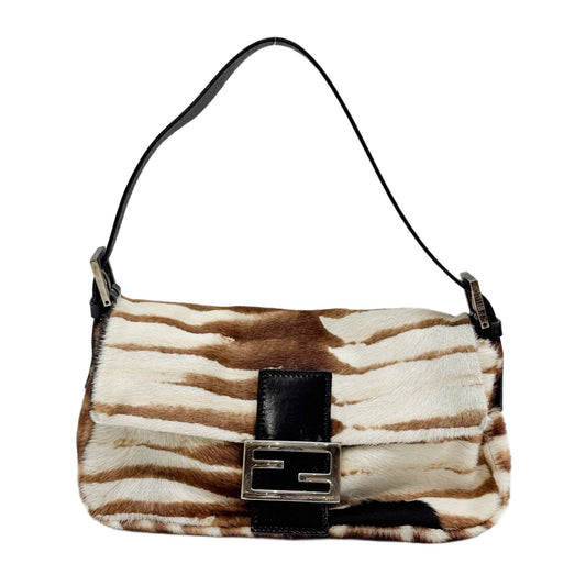 Baguette Brown Animal Print Pony Hair Shoulder Bag