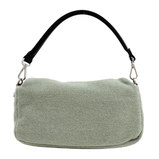 Baguette Knit Sage Green Cashmere Two Way Bag