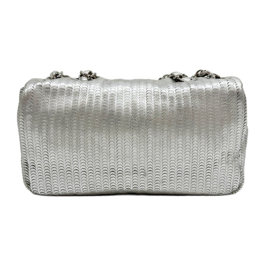 Classic Flap Silver Leather Shoulder Bag